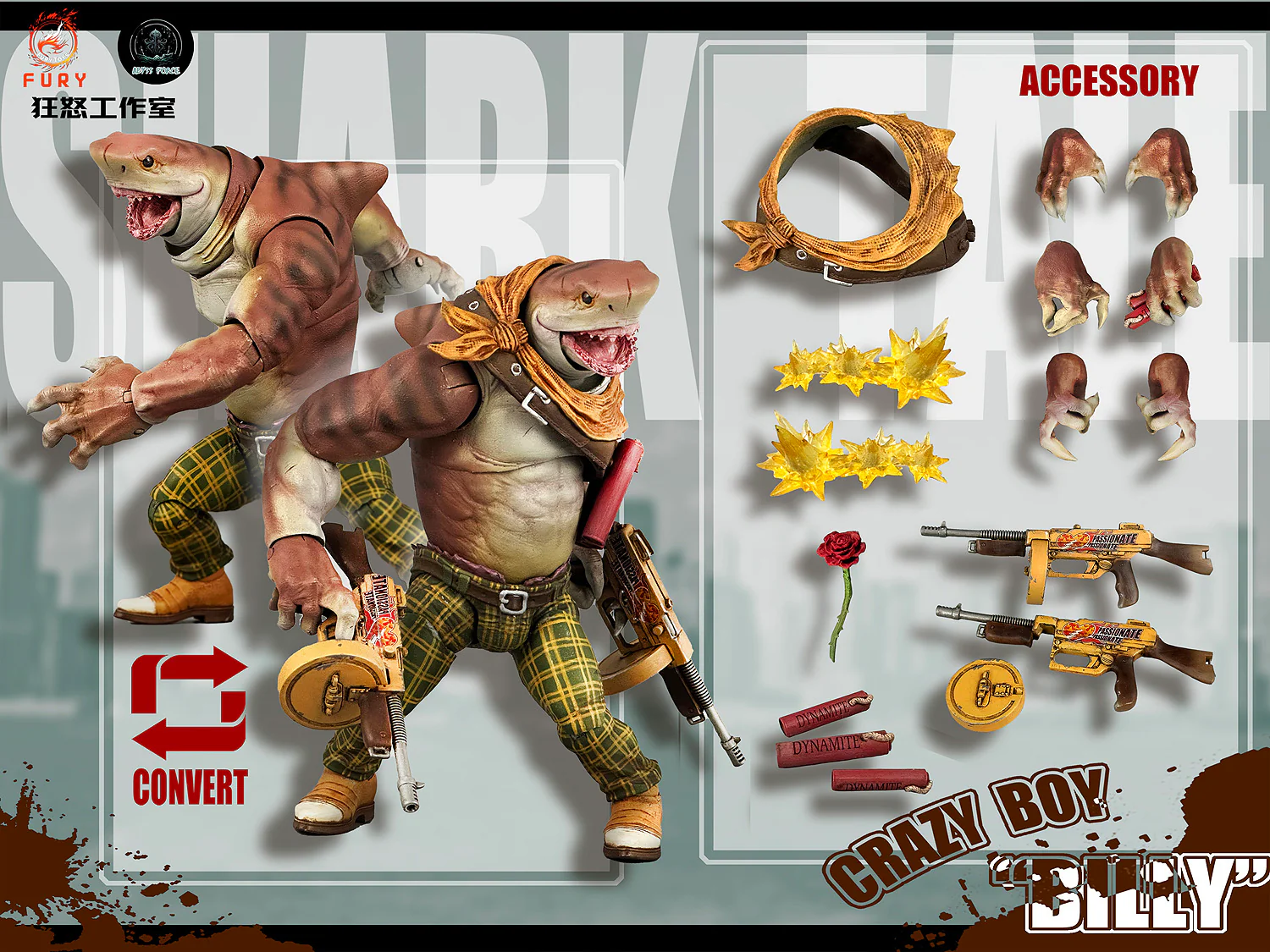 (USA Stock) Fury toys 1/12 Abyss Force wave 1 Shark Squad Action Figure - Image 11