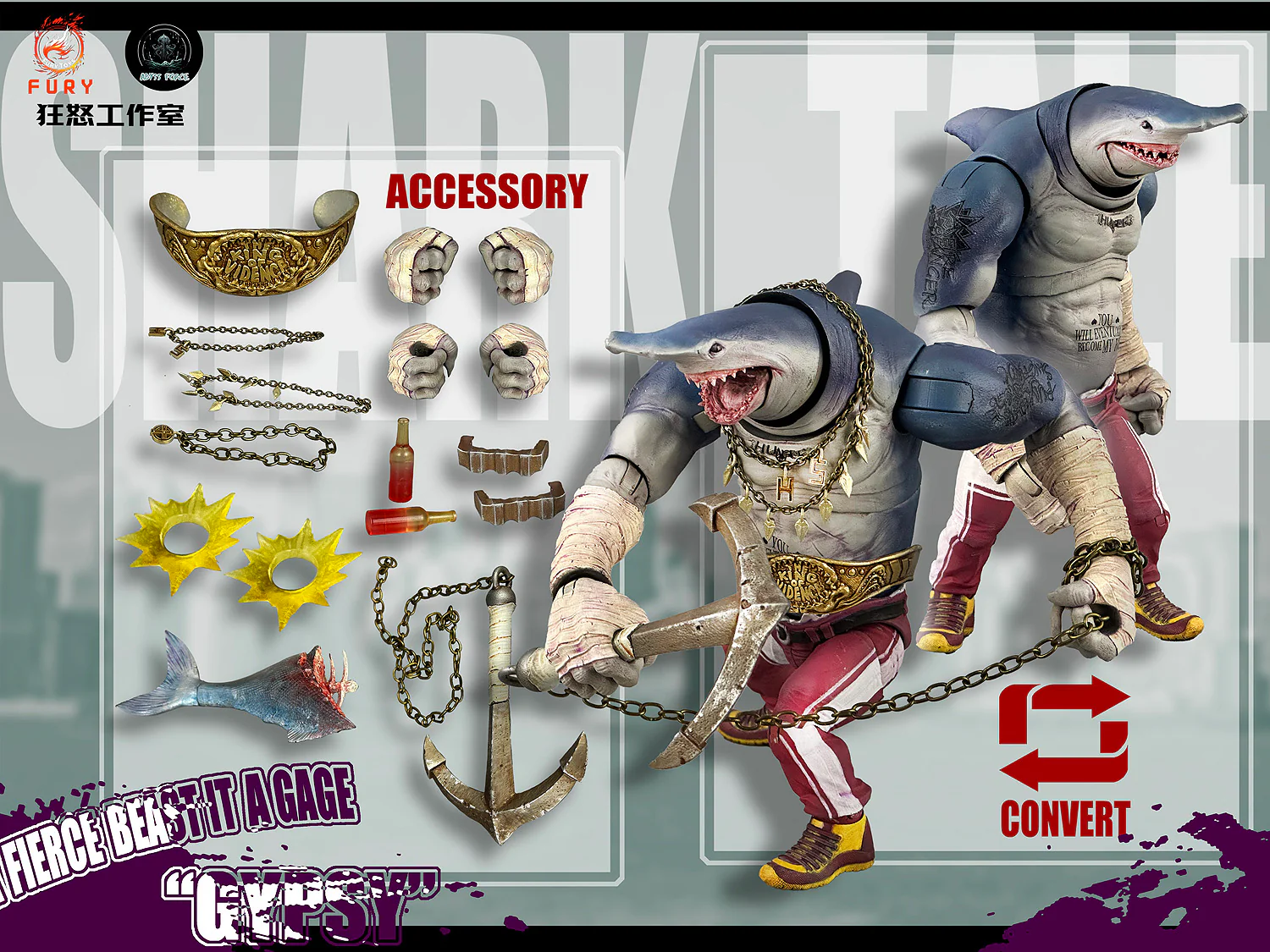 (USA Stock) Fury toys 1/12 Abyss Force wave 1 Shark Squad Action Figure - Image 17