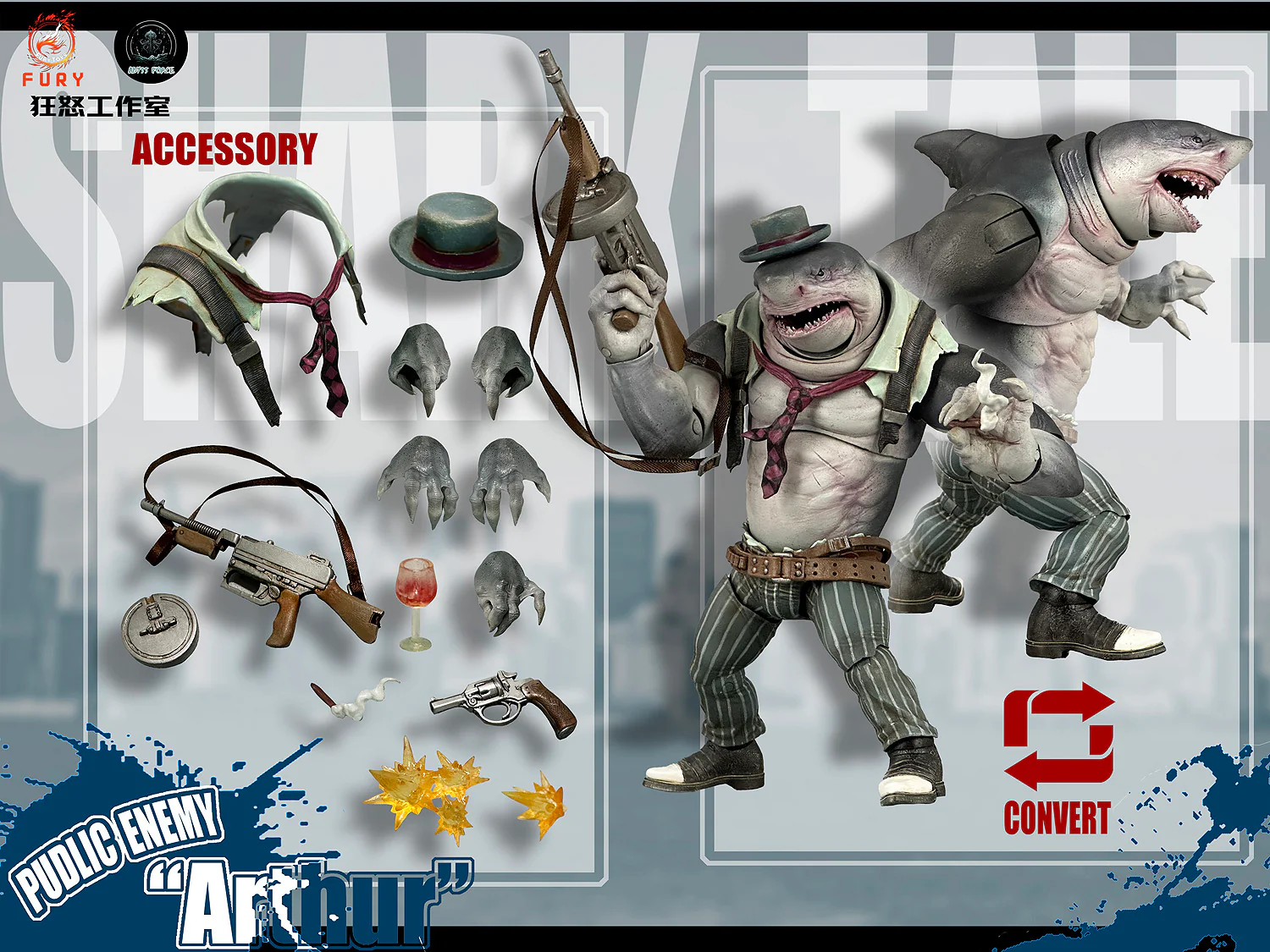 (USA Stock) Fury toys 1/12 Abyss Force wave 1 Shark Squad Action Figure - Image 7